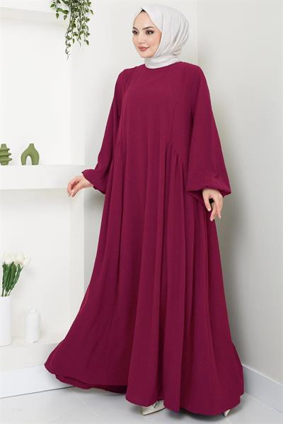 Eva Ayrobin Tesettür Elbise Bordo HM2454