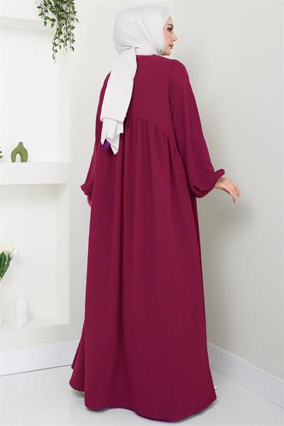 Eva Ayrobin Tesettür Elbise Bordo HM2454