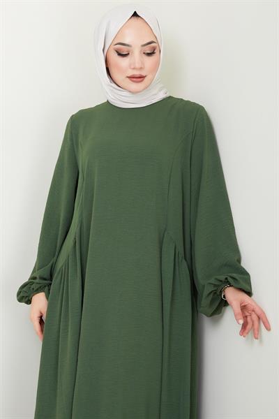 Eva Ayrobin Tesettür Elbise Haki HM2454