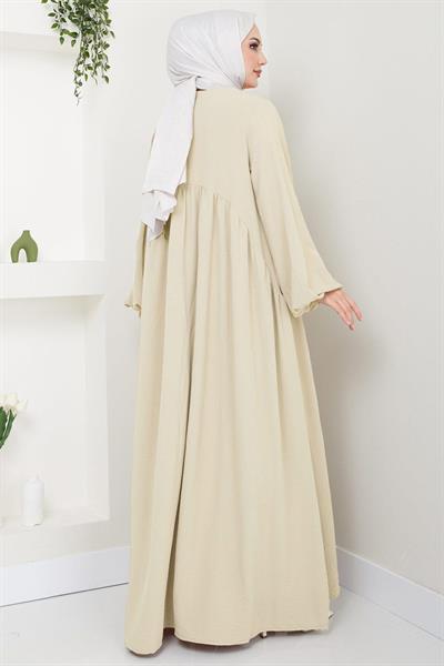 Eva Ayrobin Tesettür Elbise Krem HM2454