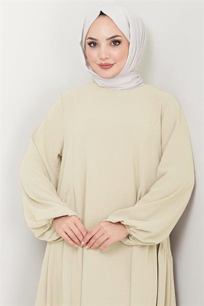 Eva Ayrobin Tesettür Elbise Krem HM2454