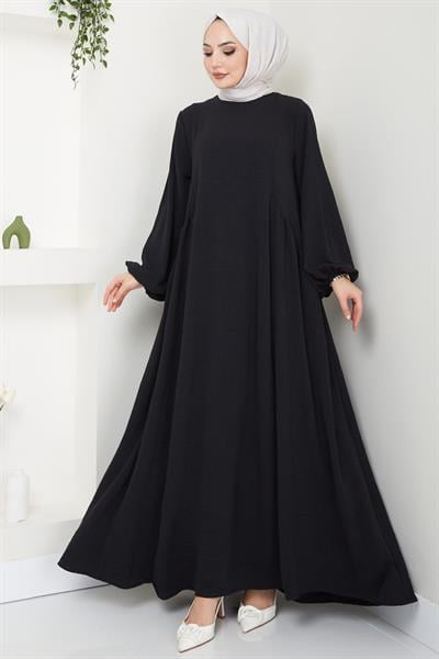 Eva Ayrobin Tesettür Elbise Siyah HM2454