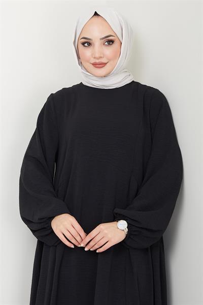 Eva Ayrobin Tesettür Elbise Siyah HM2454