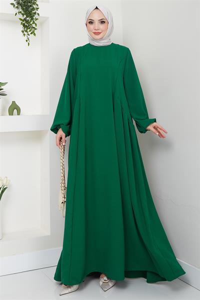 Eva Ayrobin Tesettür Elbise Zümrüt Rengi HM2454