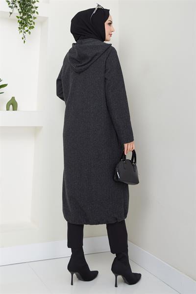 Fermuarlı Kapüşonlu Kap Antrasit HM2636