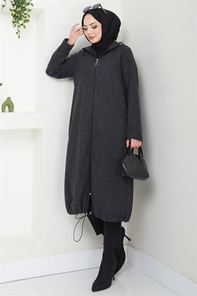 Fermuarlı Kapüşonlu Kap Antrasit HM2636