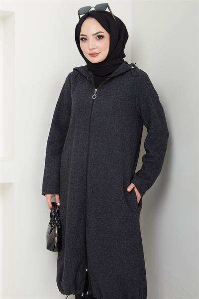 Fermuarlı Kapüşonlu Kap Antrasit HM2636