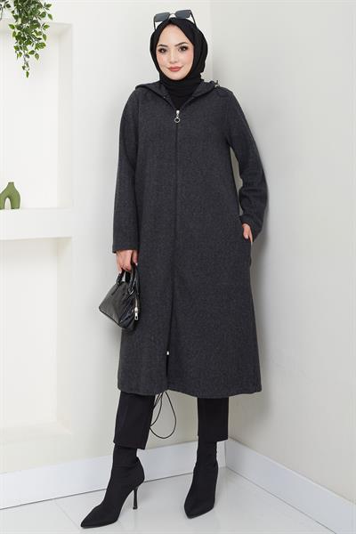 Fermuarlı Kapüşonlu Kap Antrasit HM2636