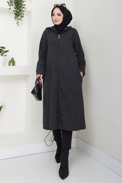 Fermuarlı Kapüşonlu Kap Antrasit HM2636