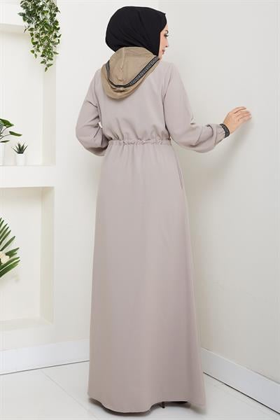 File Kapşonlu Bağlamalı Ferace Bej HM2360