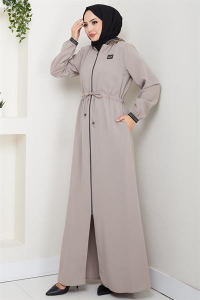 File Kapşonlu Bağlamalı Ferace Bej HM2360