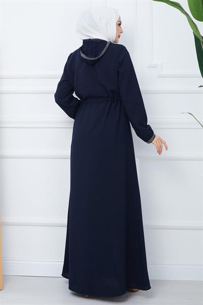 File Kapşonlu Bağlamalı Ferace Lacivert HM2360