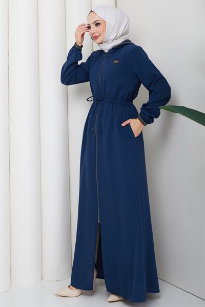 File Kapşonlu Bağlamalı Ferace Petrol HM2360