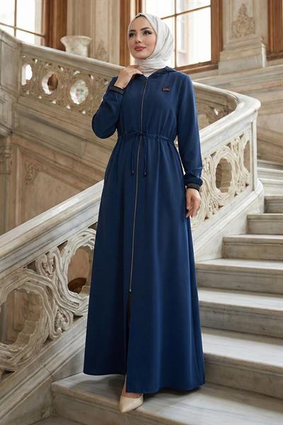 File Kapşonlu Bağlamalı Ferace Petrol HM2360