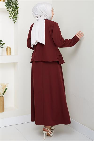 Fırfırlı Etekli Takım Bordo HM2722