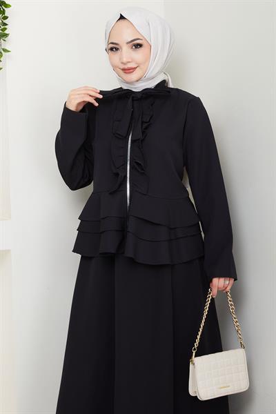 Fırfırlı Etekli Takım Siyah HM2722