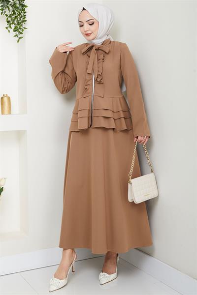 Fırfırlı Etekli Takım Vizon HM2722