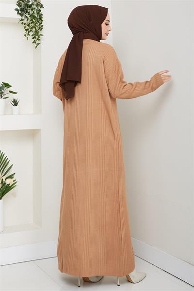 Fitilli Triko Elbise Camel HM2247