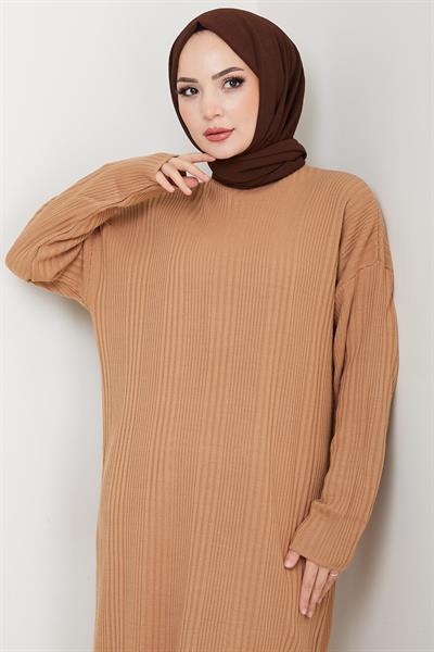 Fitilli Triko Elbise Camel HM2247