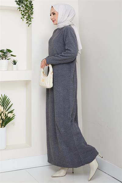 Fitilli Triko Elbise Füme HM2247