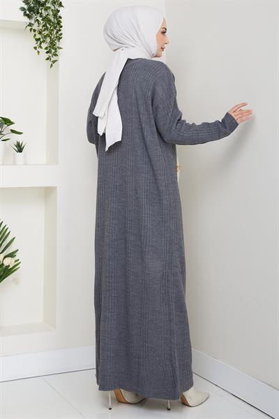 Fitilli Triko Elbise Füme HM2247