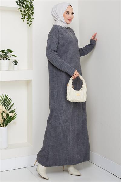 Fitilli Triko Elbise Füme HM2247