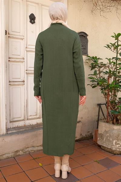 Fitilli Triko Elbise Haki HM2247