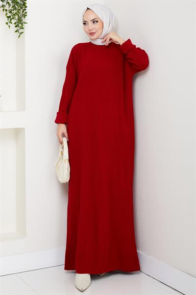 Fitilli Triko Elbise Kırmızı HM2247