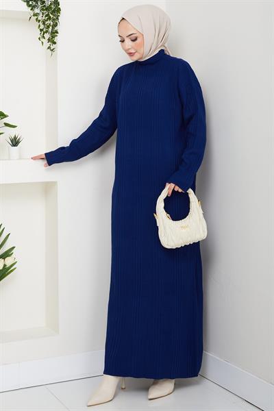 Fitilli Triko Elbise Lacivert HM2247