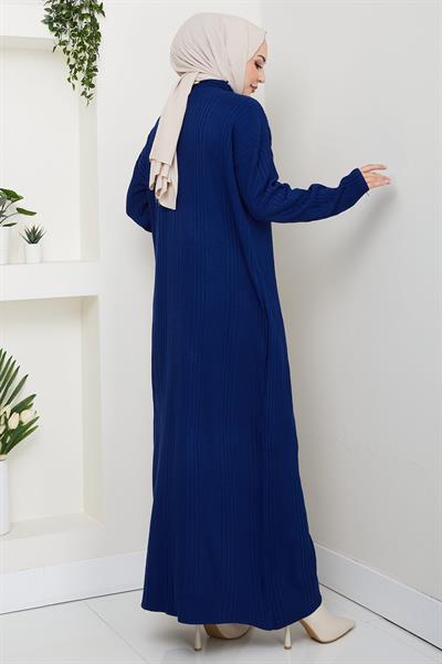 Fitilli Triko Elbise Lacivert HM2247