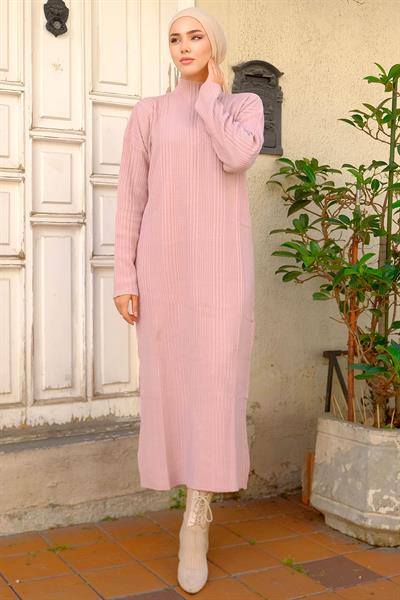 Fitilli Triko Elbise Pudra HM2247