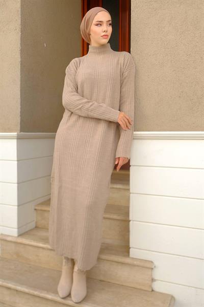 Fitilli Triko Elbise Vizon HM2247