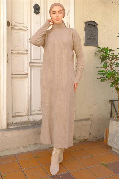 Fitilli Triko Elbise Vizon HM2247