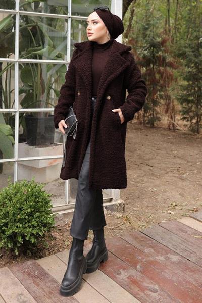 Fleto Cepli Peluş Mont Kahverengi HM2506