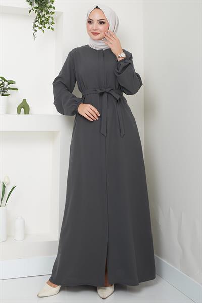 Gizli Patlı Kuşaklı Ferace Antrasit HM2361