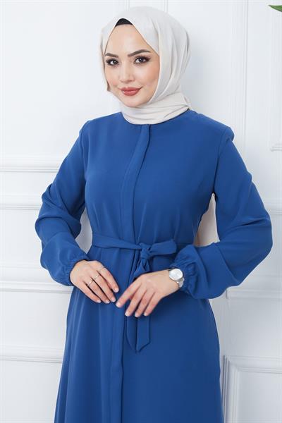Gizli Patlı Kuşaklı Ferace İndigo HM2361