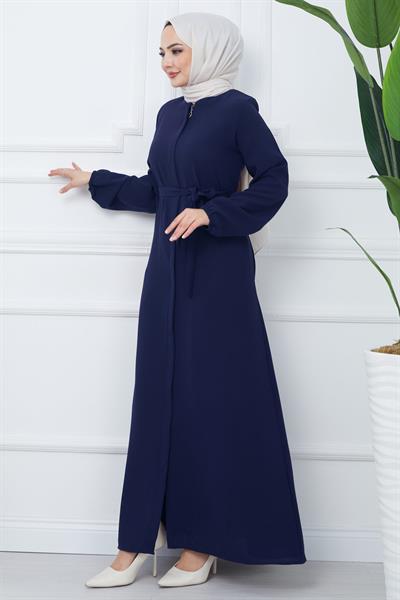 Gizli Patlı Kuşaklı Ferace Lacivert HM2361