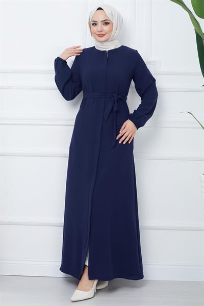 Gizli Patlı Kuşaklı Ferace Lacivert HM2361
