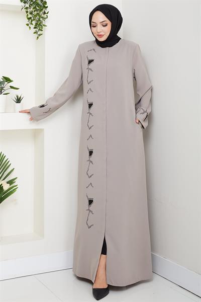 Gizli Patlı Taşlı Ferace Bej HM2851