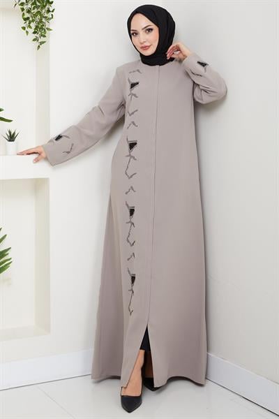 Gizli Patlı Taşlı Ferace Bej HM2851