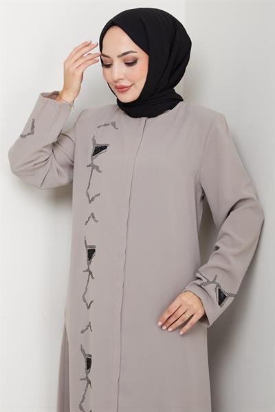 Gizli Patlı Taşlı Ferace Bej HM2851