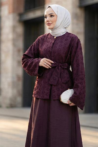 Halka Desen Kabartmalı İkili Takım Bordo HM2881