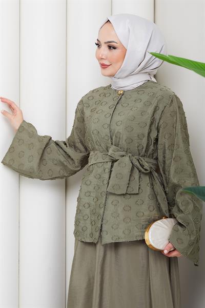 Halka Desen Kabartmalı İkili Takım Haki HM2881
