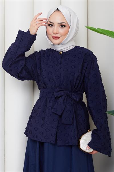 Halka Desen Kabartmalı İkili Takım Lacivert HM2881