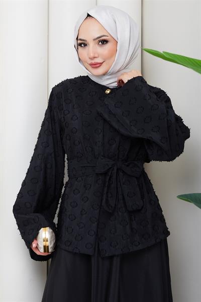 Halka Desen Kabartmalı İkili Takım Siyah HM2881