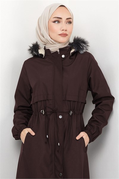 İçi Kürklü Tam Boy Bondit Mont Kahverengi HM2331