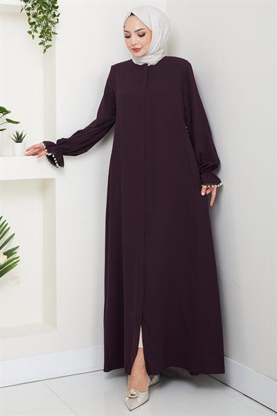 İnci Detaylı Ferace Mürdüm HM2850