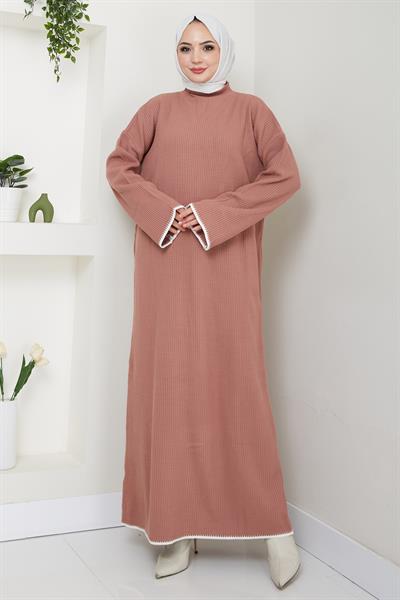 İspanyol Kol Triko Elbise Gül Kurusu HM2523