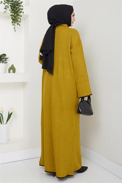 İspanyol Kol Triko Elbise Yağ Yeşili HM2523