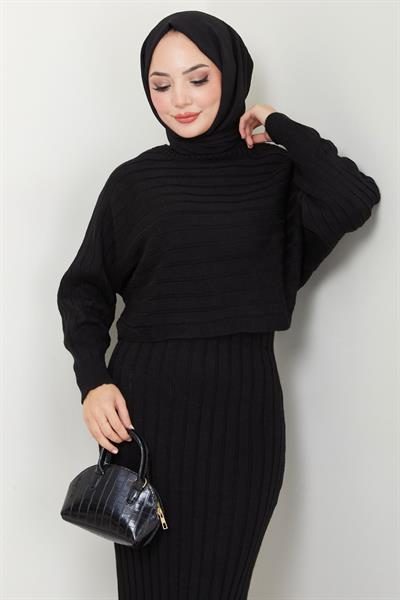 Jile Bluz Triko Takım Siyah HM2551